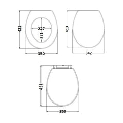 [BFCL199] Swynnerton Traditional Soft Close Toilet Seat - Choice of Finish - Technical Drawing