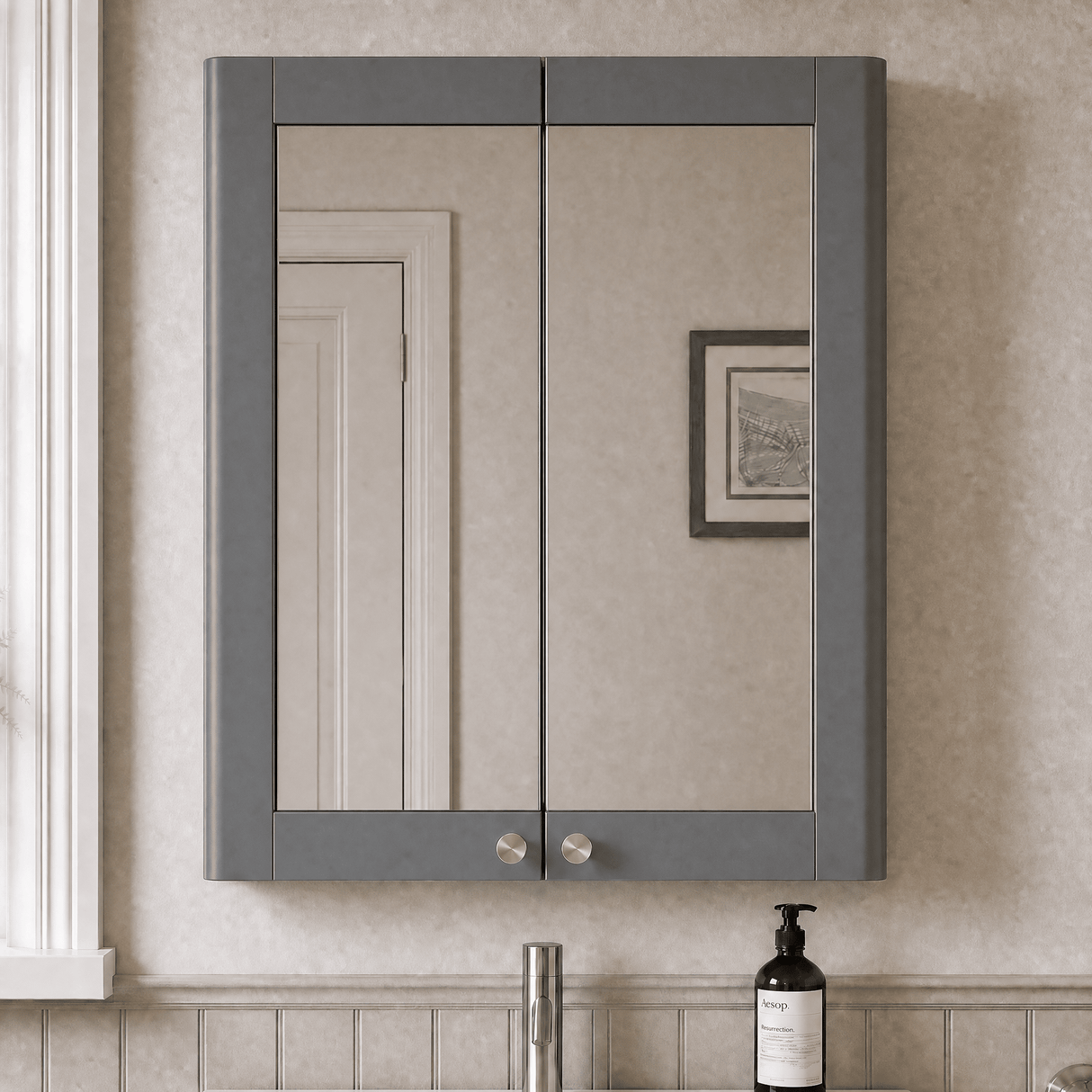 [BFCL217] Swynnerton Traditional Wall Hung 2 Soft Close Door Mirror Cabinet, 600mm - Choice of Colour - Lifestyle 1
