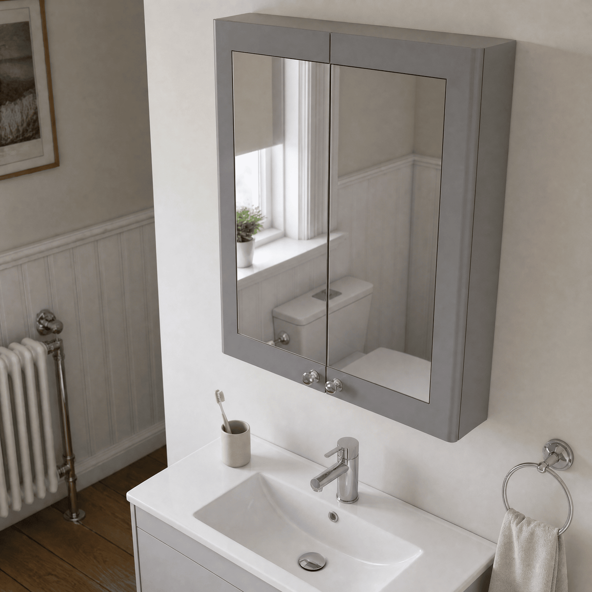 [BFCL217] Swynnerton Traditional Wall Hung 2 Soft Close Door Mirror Cabinet, 600mm - Choice of Colour - Lifestyle 2