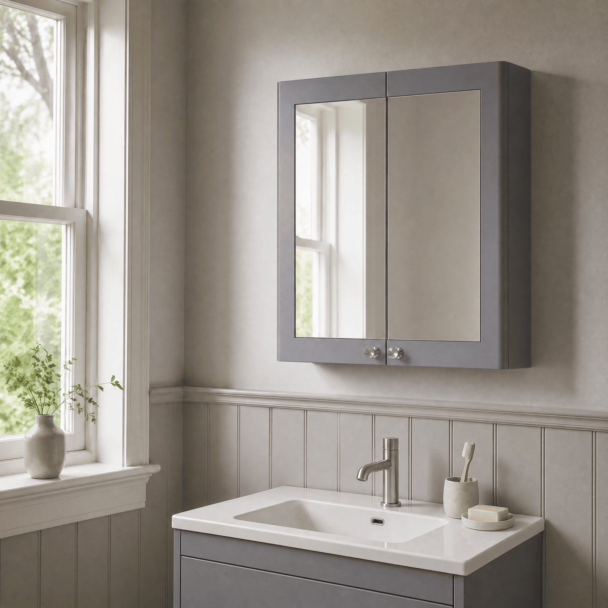 [BFCL217] Swynnerton Traditional Wall Hung 2 Soft Close Door Mirror Cabinet, 600mm - Choice of Colour - Lifestyle 3