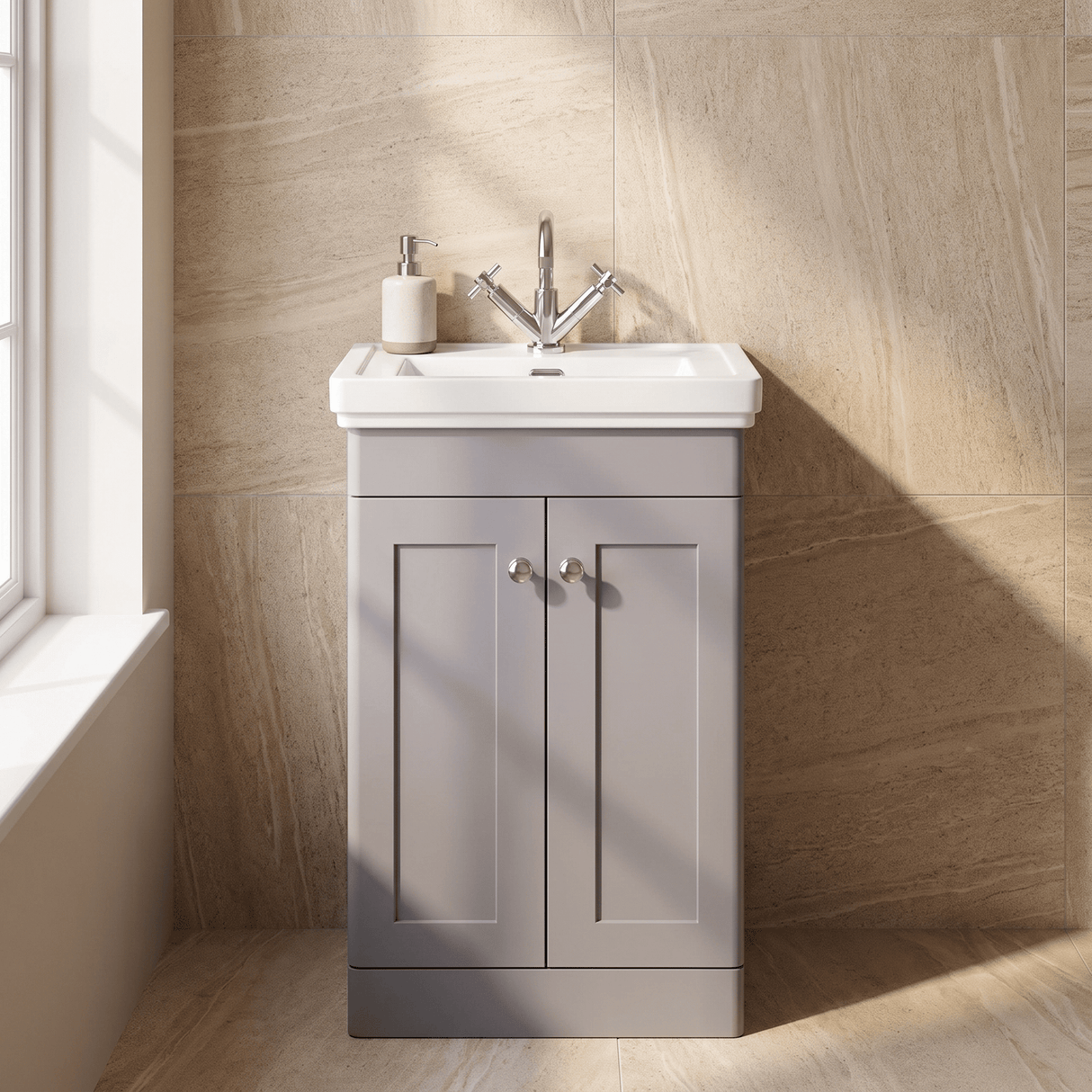 [BFCL223A] Swynnerton Traditional Floor Standing Vanity Basin Unit with 1 Tap Hole Ceramic Basin - Choice of Size and Finish - Silo