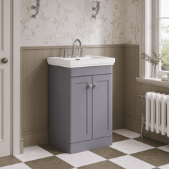 [BFCL223B] Swynnerton Traditional 2 Door Floor Standing Vanity Basin Unit with 3 Tap Hole Traditional Fireclay Basin, Choice of Size and Colour