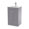 [BFCL223C] Swynnerton Traditional 2 Door Floor Standing Vanity Unit with Minimalist Basin, Satin Grey, 500mm - Cutout