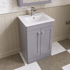 [BFCL223C] Swynnerton Traditional 2 Door Floor Standing Vanity Basin Unit with 1 Tap Hole Minimalist Ceramic Basin, Choice of Size and Colour