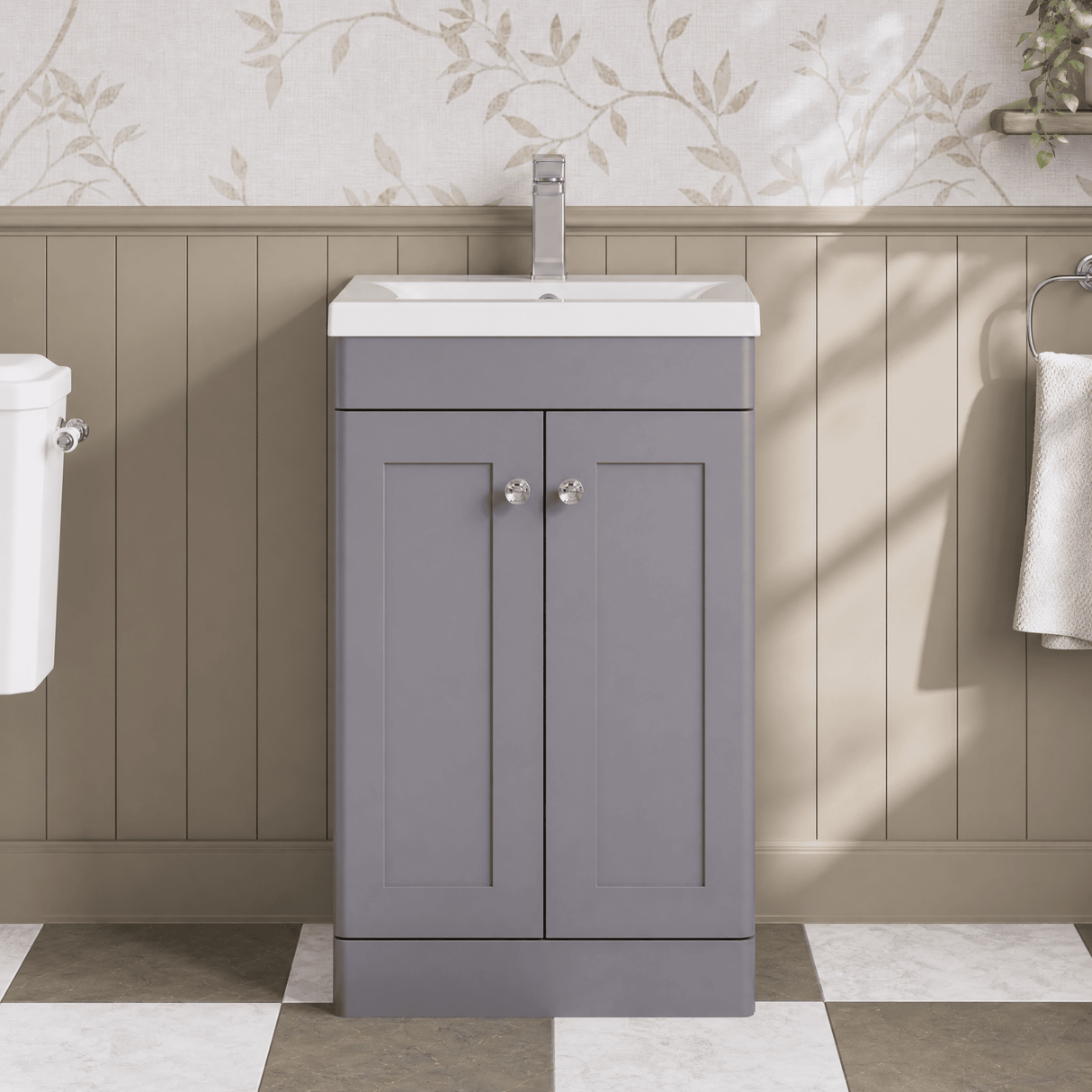[BFCL223D] Swynnerton Traditional 2 Door Floor Standing Vanity Unit with Mid-Edge Basin - Choice of Colour