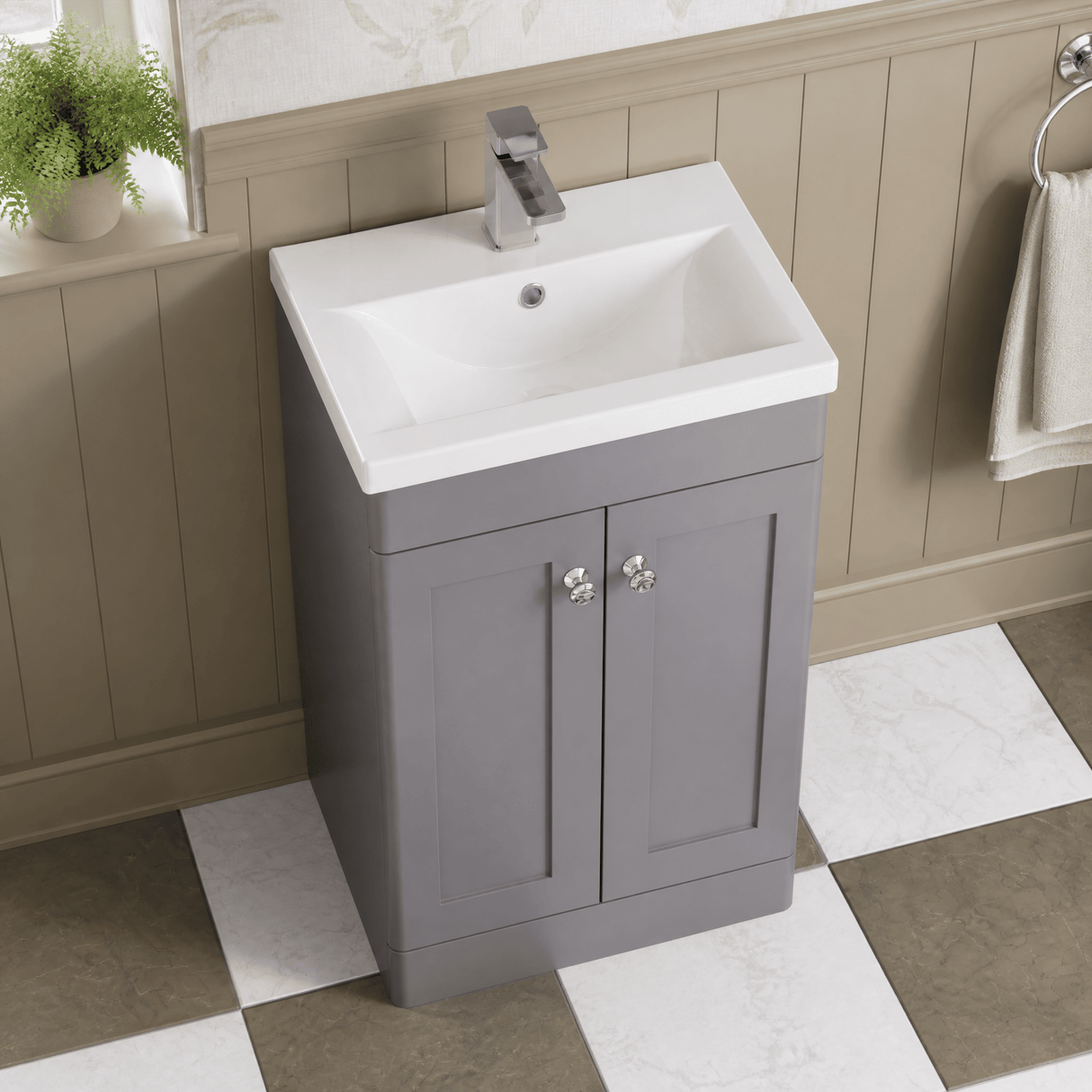[BFCL223D] Swynnerton Traditional 2 Door Floor Standing Vanity Unit with Mid-Edge Basin - Choice of Colour