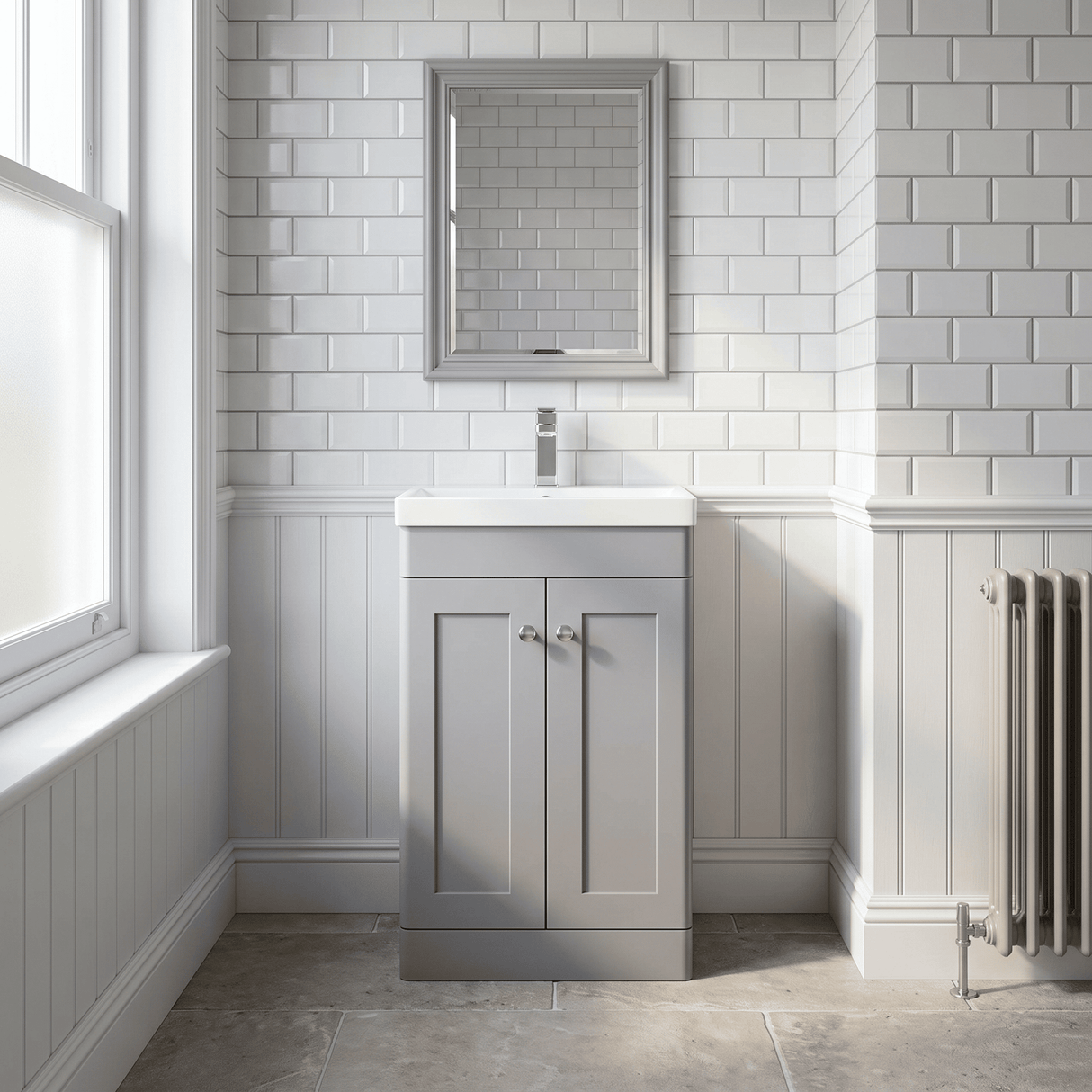 [BFCL223E] Swynnerton Traditional 2 Door Floor Standing Vanity Unit with Thin Edge Basin, Choice of Size and Colour