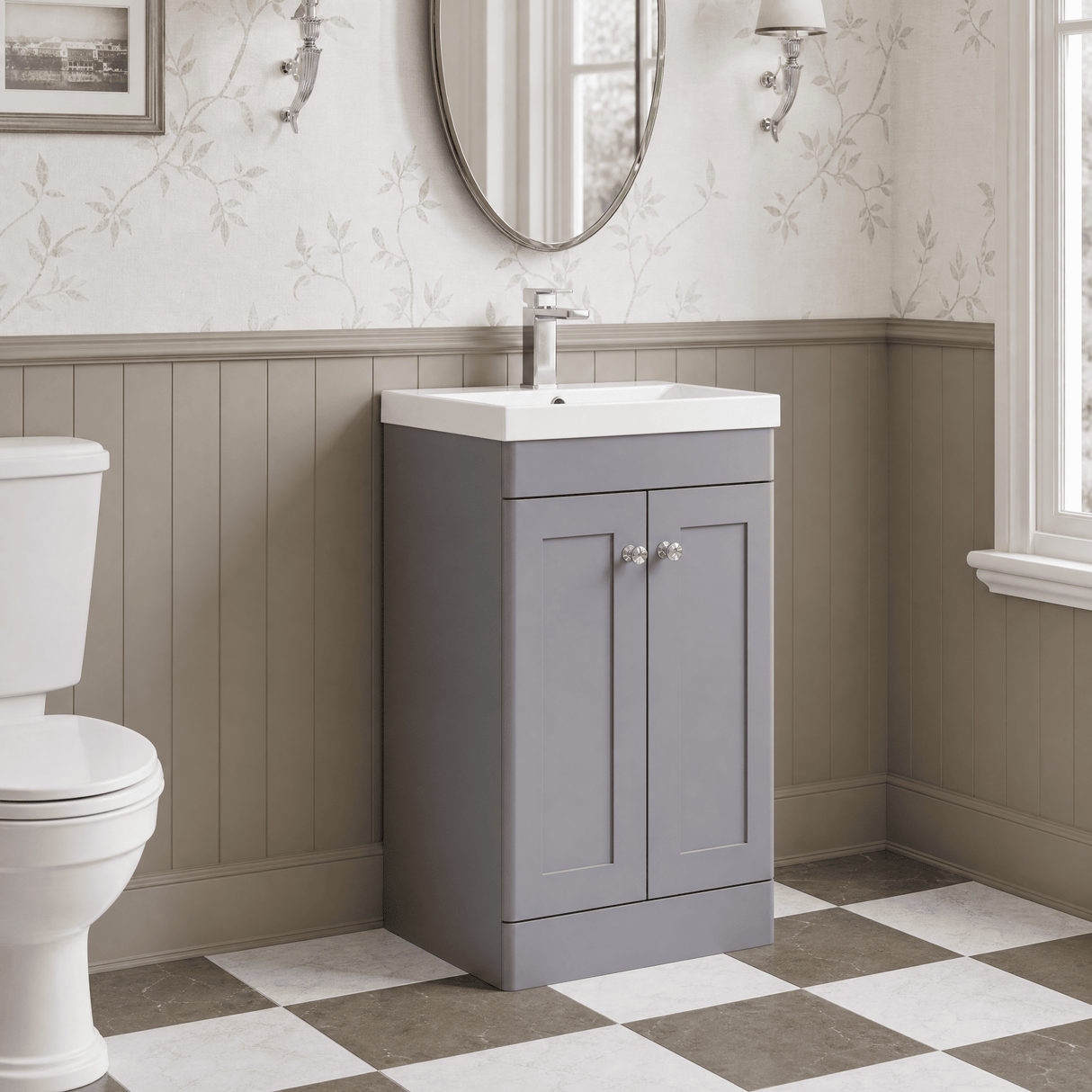 [BFCL223E] Swynnerton Traditional 2 Door Floor Standing Vanity Unit with Thin Edge Basin, Choice of Size and Colour