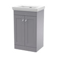 [BFCL223H] Swynnerton Traditional 2 Door Floor Standing Vanity Unit with Basin, Satin Grey, 500mm - Cutout