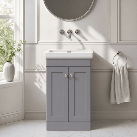 [BFCL223H] Swynnerton Traditional 2 Door Floor Standing Vanity Unit with 0 Tap Hole Traditional Fireclay Basin, Choice of Size and Colour - Silo