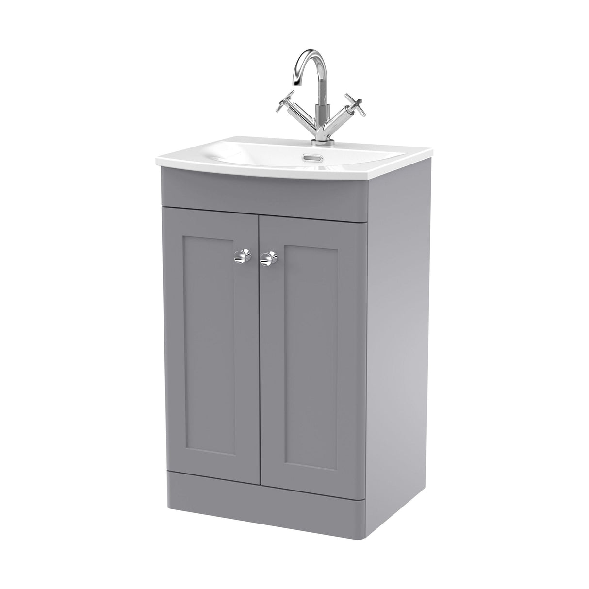 [BFCL223J] Swynnerton Traditional 2 Door Floor Standing Vanity Unit with Curved Basin, 500mm, Choice of Colour - Cutout
