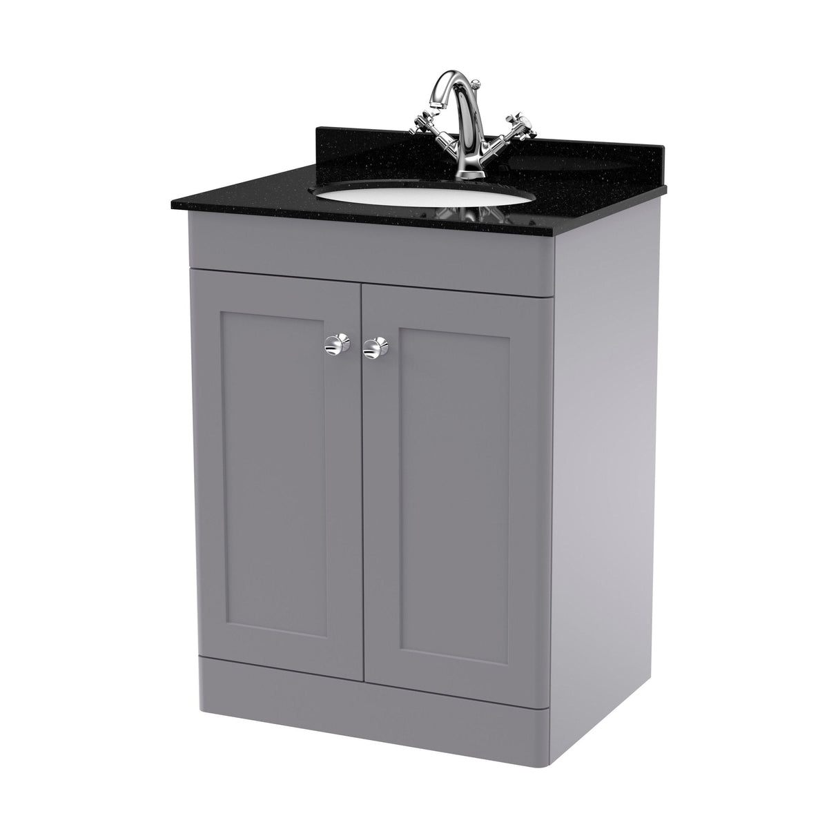 [BFCL225BR1] Swynnerton Traditional 2 Door Floor Standing Vanity Unit with Black Marble Worktop and 1 Tap Hole Basin, Choice of Size and Colour - Cutout