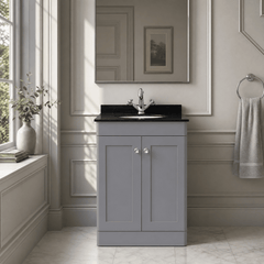 [BFCL225BR1] Swynnerton Traditional 2 Door Floor Standing Vanity Unit with Black Marble Worktop and 1 Tap Hole Basin, Choice of Size and Colour - Silo