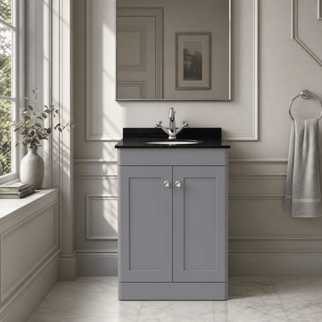 [BFCL225BR1] Swynnerton Traditional 2 Door Floor Standing Vanity Unit with Black Marble Worktop and 1 Tap Hole Basin, Choice of Size and Colour - Silo