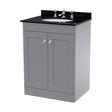 [BFCL225BR3] Swynnerton Traditional 2 Door Floor Standing Vanity Unit with Marble Basin, Satin Grey, 600mm - Cutout