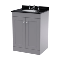 [BFCL225BR3] Swynnerton Traditional 2 Door Floor Standing Vanity Unit with Black Marble Worktop and 3 Tap Hole Basin, Choice of Size and Colour - Cutout