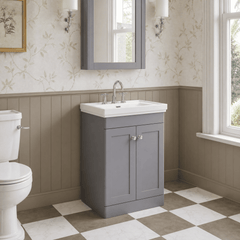 [BFCL225B] Swynnerton Traditional 2 Door Floor Standing Vanity Basin Unit with 3 Tap Hole Traditional Fireclay Basin, Choice of Size and Colour