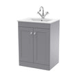 [BFCL225C] Swynnerton Traditional 2 Door Floor Standing Vanity Unit with Basin, Satin Grey, 600mm - Cutout