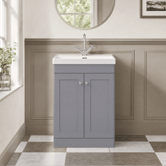 [BFCL225E] Swynnerton Traditional 2 Door Floor Standing Vanity Unit with Thin Edge Basin, Choice of Size and Colour