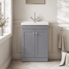 [BFCL225E] Swynnerton Traditional 2 Door Floor Standing Vanity Unit with Thin Edge Basin, Choice of Size and Colour - Silo