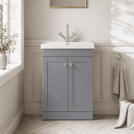 [BFCL225E] Swynnerton Traditional 2 Door Floor Standing Vanity Unit with Thin Edge Basin, Choice of Size and Colour - Silo