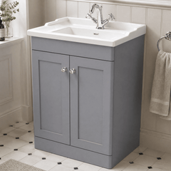 [BFCL225F] Swynnerton Traditional 2 Door Floor Standing Vanity Basin Unit with 1 Tap Hole Traditional Ceramic Basin, Choice of Size and Colour