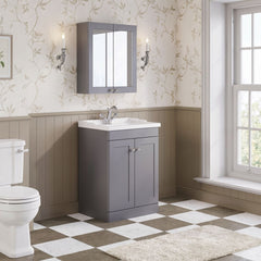 [BFCL225F] Swynnerton Traditional 2 Door Floor Standing Vanity Basin Unit with 1 Tap Hole Traditional Ceramic Basin, Choice of Size and Colour