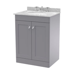 [BFCL225GR3] Swynnerton Traditional 2 Door Floor Standing Vanity Basin Unit with 3 Tap Hole Grey Marble Top Basin, Choice of Size and Colour - Cutout