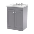 [BFCL225G] Swynnerton Traditional 2 Door Floor Standing Vanity Unit with Basin, Satin Grey, 600mm - Cutout