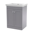 [BFCL225H] Swynnerton Traditional 2 Door Floor Standing Vanity Unit with Basin, Satin Grey, 600mm - Cutout