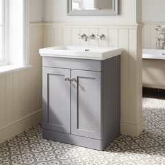 [BFCL225H] Swynnerton Traditional 2 Door Floor Standing Vanity Unit with 0 Tap Hole Traditional Fireclay Basin, Choice of Size and Colour