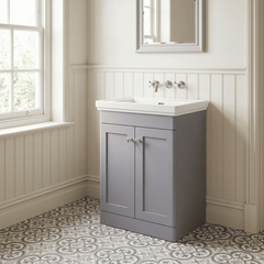 [BFCL225H] Swynnerton Traditional 2 Door Floor Standing Vanity Unit with 0 Tap Hole Traditional Fireclay Basin, Choice of Size and Colour