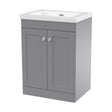 [BFCL225K] Swynnerton Traditional 2 Door Floor Standing Vanity Unit with Fireclay Basin, Satin Grey, 600mm - Cutout