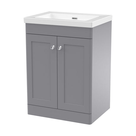[BFCL225K] Swynnerton Traditional 2 Door Floor Standing Vanity Unit with Fireclay Basin, Satin Grey, 600mm - Cutout