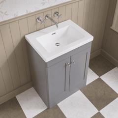 [BFCL225K] Swynnerton Traditional 2 Door Floor Standing Vanity Basin Unit with 0 Tap Hole Modern Fireclay Basin, Choice of Size and Colour