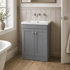[BFCL225K] Swynnerton Traditional 2 Door Floor Standing Vanity Basin Unit with 0 Tap Hole Modern Fireclay Basin, Choice of Size and Colour