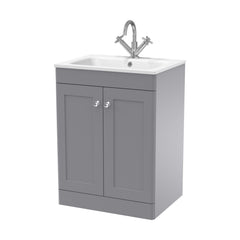 [BFCL225P] Swynnerton Traditional 2 Door Floor Standing Vanity Basin Unit with 1 Tap Hole Stone Basin, Choice of Size and Colour - Cutout