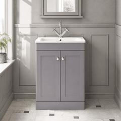 [BFCL225P] Swynnerton Traditional 2 Door Floor Standing Vanity Basin Unit with 1 Tap Hole Stone Basin, Choice of Size and Colour - Silo