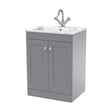 [BFCL225Q] Swynnerton Traditional 2 Door Floor Standing Vanity Unit with Stone Basin, Satin Grey, 600mm - Cutout