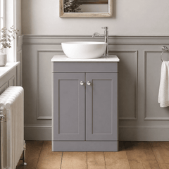 [BFCL225WMT] Swynnerton Traditional 2 Door Floor Standing Vanity Unit with White Marble Worktop, Choice of Size and Colour