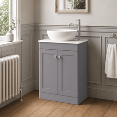 [BFCL225WMT] Swynnerton Traditional 2 Door Floor Standing Vanity Unit with White Marble Worktop, Choice of Size and Colour
