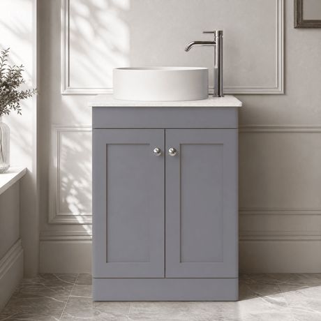 [BFCL225WMT] Swynnerton Traditional 2 Door Floor Standing Vanity Unit with White Marble Worktop, Choice of Size and Colour - Silo