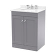 [BFCL225WR3] Swynnerton Traditional 2 Door Floor Standing Vanity Unit with Marble Basin, Satin Grey, 600mm - Cutout