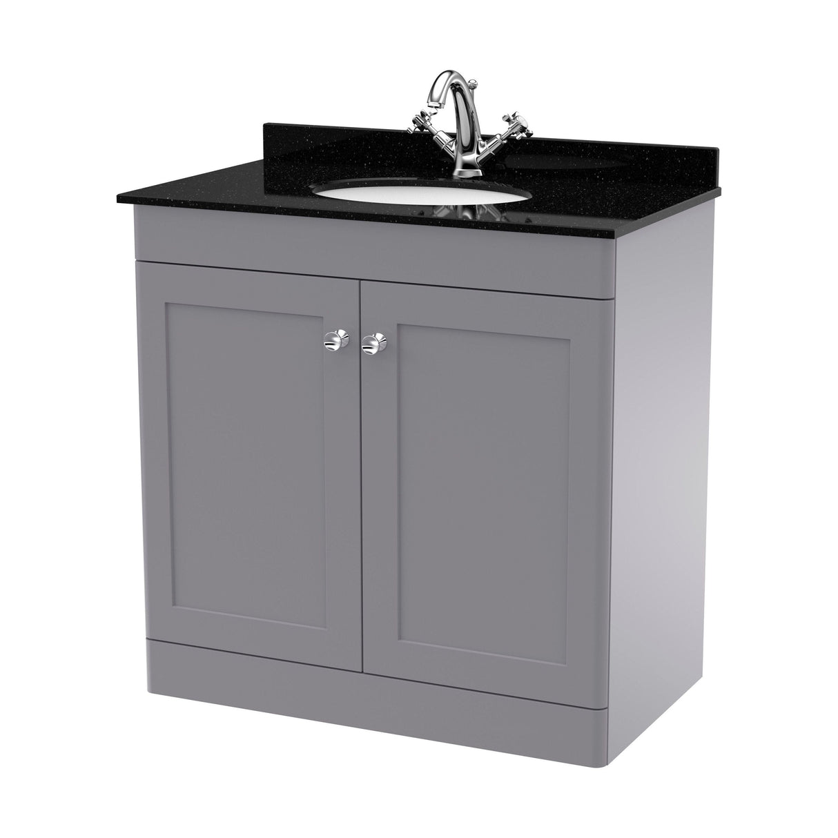 [BFCL226BR1] Swynnerton Traditional 2 Door Floor Standing Vanity Unit with Black Marble Worktop and 1 Tap Hole Basin, Choice of Size and Colour - Cutout