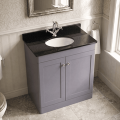 [BFCL226BR1] Swynnerton Traditional 2 Door Floor Standing Vanity Unit with Black Marble Worktop and 1 Tap Hole Basin, Choice of Size and Colour