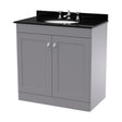 [BFCL226BR3] Swynnerton Traditional 2 Door Floor Standing Vanity Unit with Marble Basin, Satin Grey, 800mm - Cutout