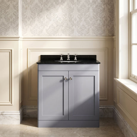 [BFCL226BR3] Swynnerton Traditional 2 Door Floor Standing Vanity Unit with Black Marble Worktop and 3 Tap Hole Basin, Choice of Size and Colour - Silo
