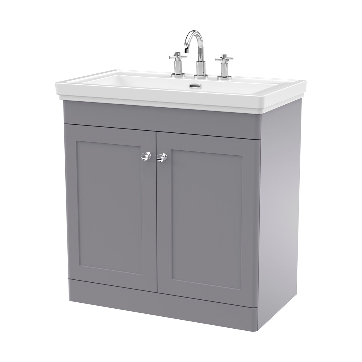 [BFCL226B] Swynnerton Traditional 2 Door Floor Standing Vanity Basin Unit with 3 Tap Hole Traditional Fireclay Basin, Choice of Size and Colour - Cutout