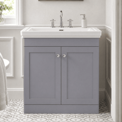 [BFCL226B] Swynnerton Traditional 2 Door Floor Standing Vanity Basin Unit with 3 Tap Hole Traditional Fireclay Basin, Choice of Size and Colour