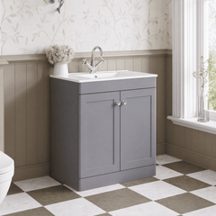 [BFCL226C] Swynnerton Traditional 2 Door Floor Standing Vanity Basin Unit with 1 Tap Hole Minimalist Ceramic Basin, Choice of Size and Colour